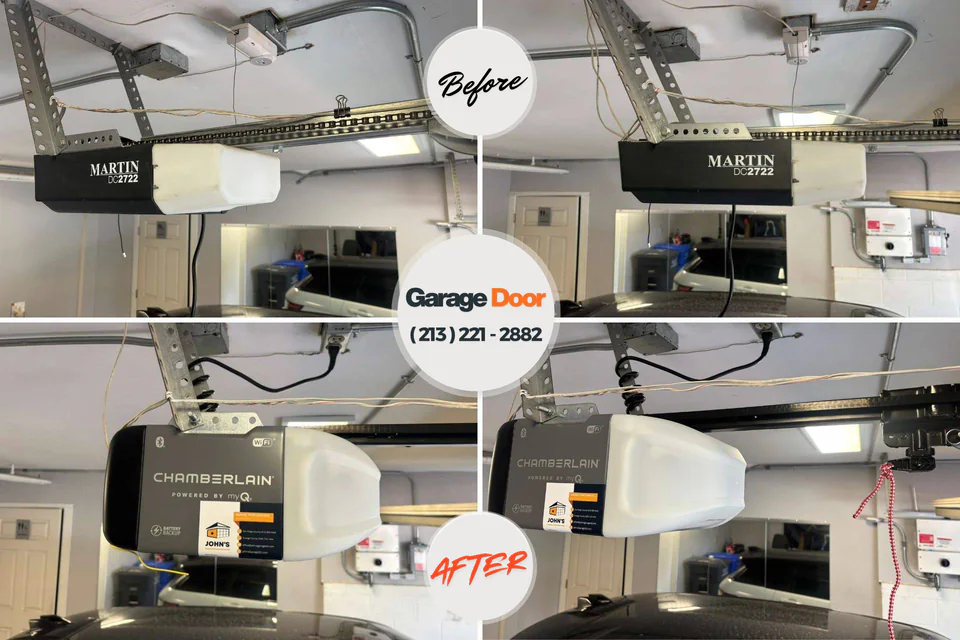 Before and after: garage door opener repair Shafer, MN